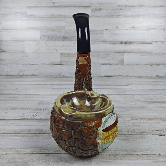 Vintage 1968 Florence Vino Rosso Ceramic Pipe Shaped Decanter/Ashtray 9.5" Tall - Picture 3 of 11